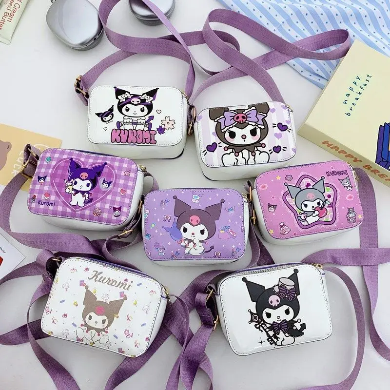 

Kawaii Kuromi Sanrio Cute Crossbody Bag Children Student Loose Change Storage Bag Clothing Decoration Birthday Gift for Girls