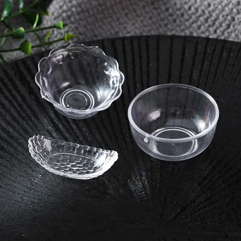 Dollhouse Miniature Transparent Bowls Mini Bowl Food Play Scene Decoration Model Doll House Kitchen Furniture Accessory 20pc/lot
