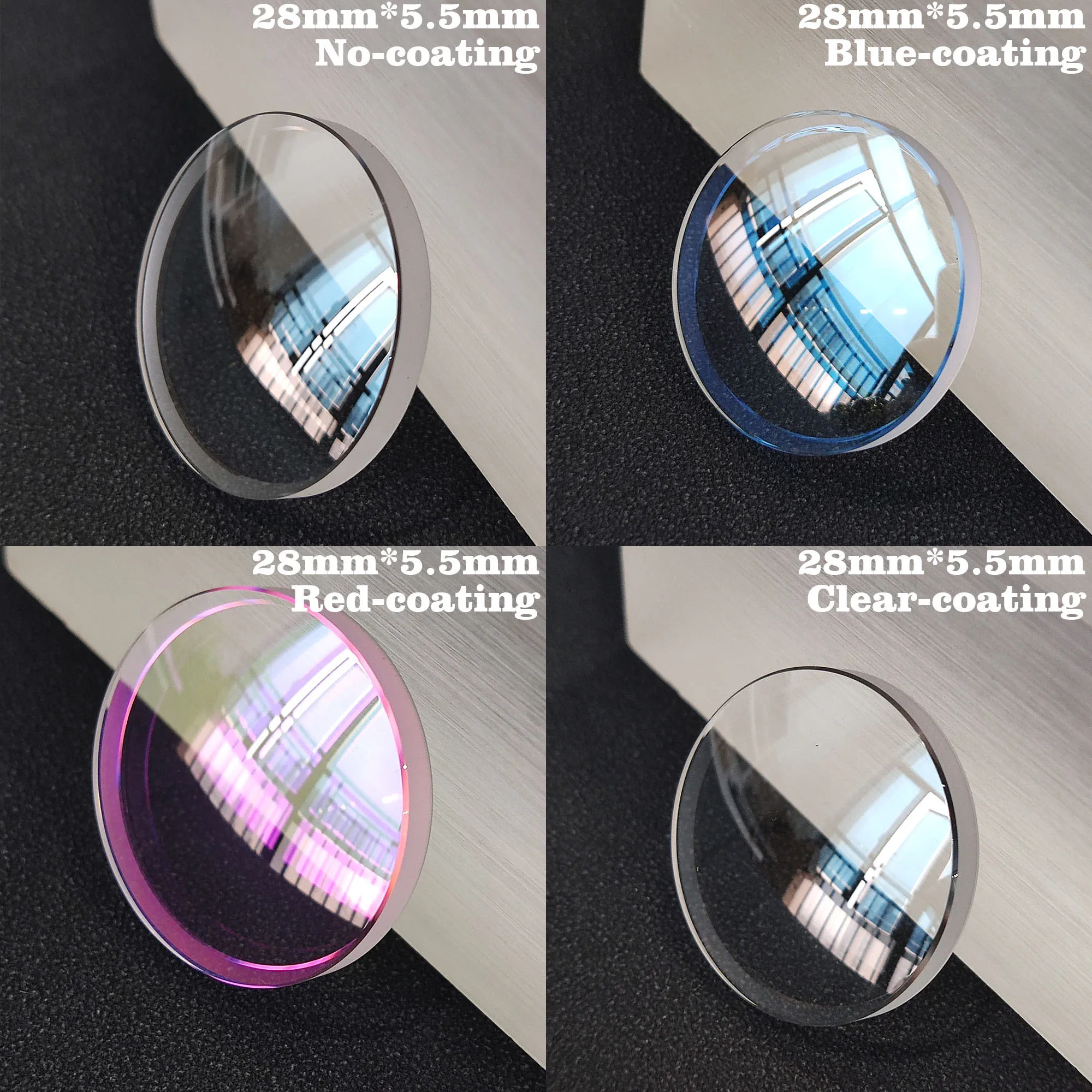 28mm*5.5mm*3.3mm Blue/Red/Clear/No AR Coating Watch Glass Fit SKX013 SKX015 Mod Parts Replacement Double Domed Sapphire Glass