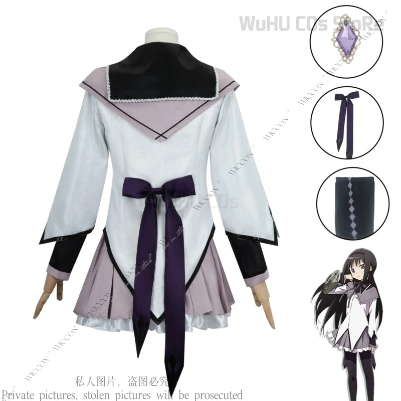 Akemi Homura Puella Anime Magi Cos Madoka Woman Magica Cosplay Costume Wig Combat Clothing Comic-Con Character Role Play