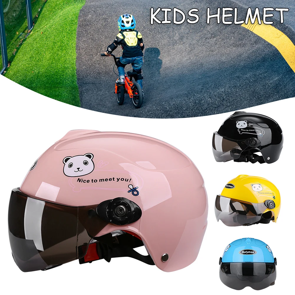 Children\'s Helmet Motorcycle Sunscreen with Goggles Portable Half Helmet Cover Bicycle Anti-drop Safety Cap Four Seasons Bikers