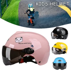 Children's Helmet Motorcycle Sunscreen with Goggles Portable Half Helmet Cover Bicycle Anti-drop Safety Cap Four Seasons Bikers