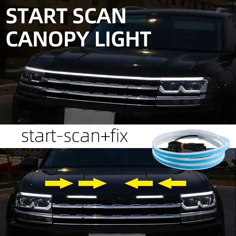 

Car Hood Lights Scan Starting LED Hood Light Strip Auto Engine Hood Guide Decorative Ambient Lamp Modified Daytime Running Light