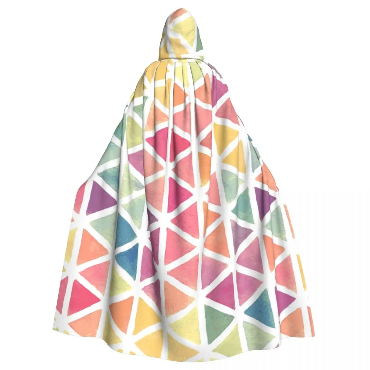 Watercolor Triangle Adult Cloak Cape Hooded Medieval Costume Witch Wicca Elf Purim Carnival Party