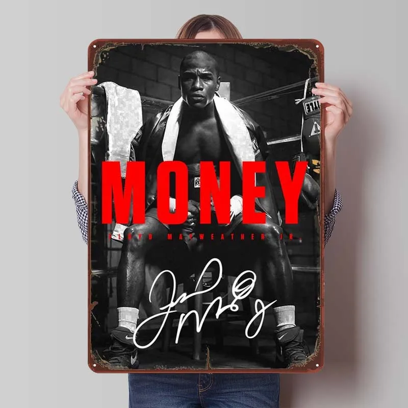 Boxing Floyd Mayweather Jr Metal Sign Sports Poster Room Decoration Home Customizable Tinplate Signs for Wall Art Decoration