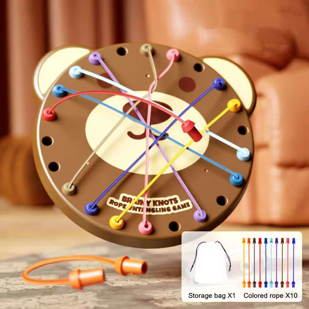 New Bear Rope Knots Sensory Social Board Game Logical Thinking Challenge Twisted Connected Line Brain Strategy game Toys For Kid