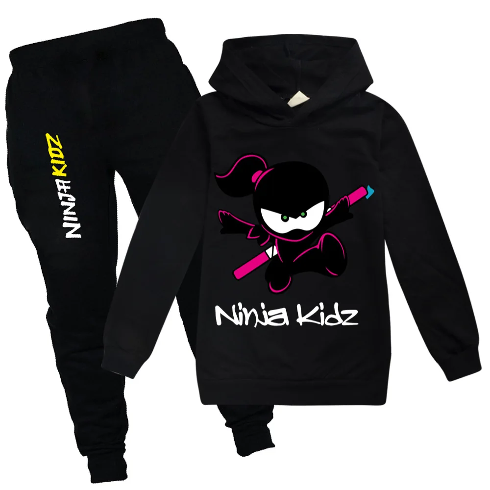 

Детский спортивный костюм NINJA KIDZ, осенняя толстовка с капюшоном для мальчиков и девочек, хлопковая толстовка, Рождественская одежда, пуловер, топы и штаны, комплект из 2 предметов