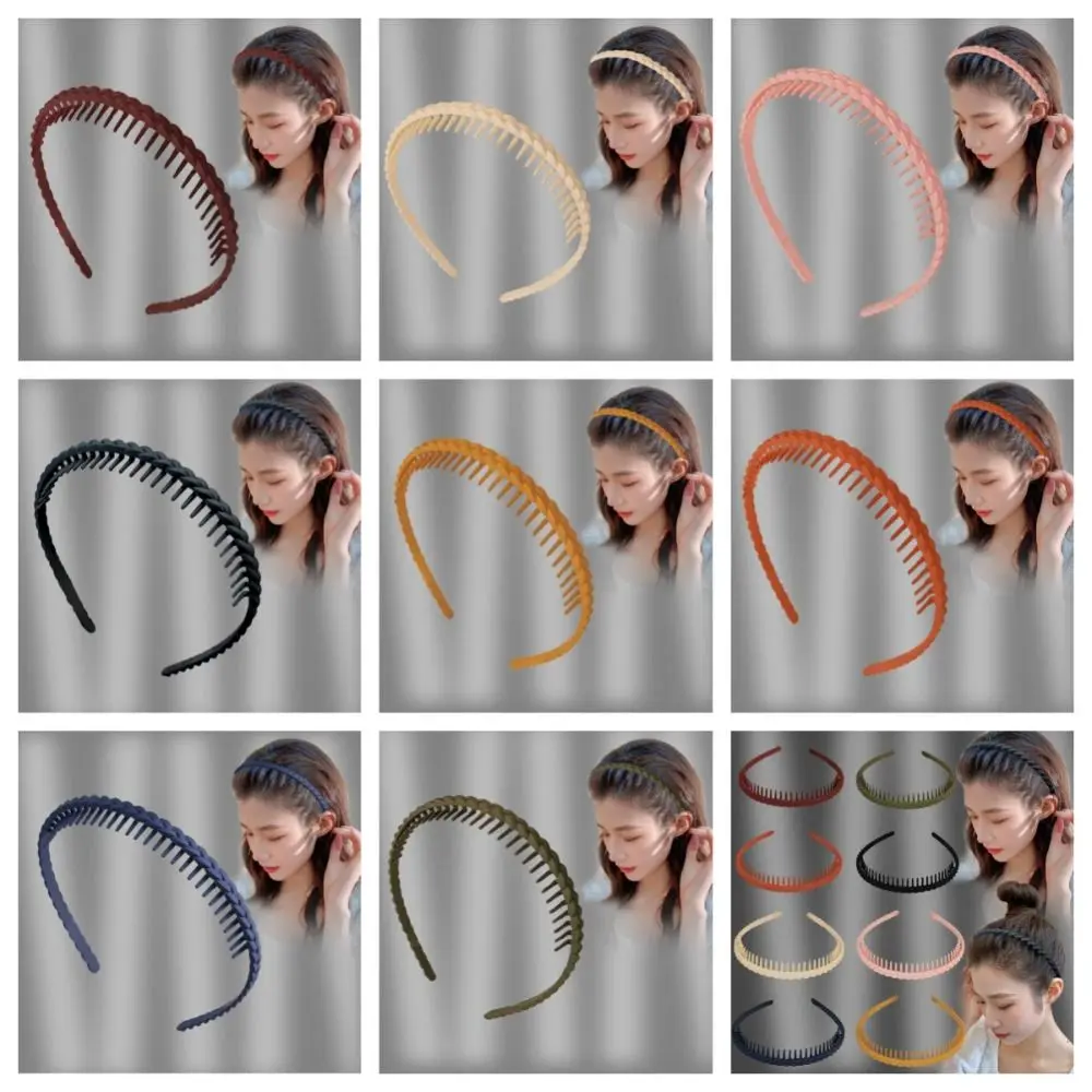 Simple Acrylic Teeth Matte Hair Hoop Korean Style Solid Color Non-slip Hairband Headband Headdress Make Up