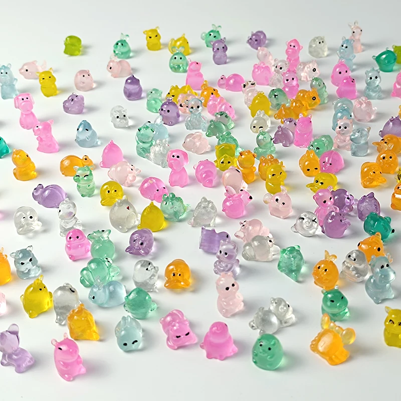 5/50pcs Luminous Mini Resin Animal Figurines Glow in The Dark Fish Tank Aquarium Ornament Aquatic Landscaping Decor Accessory