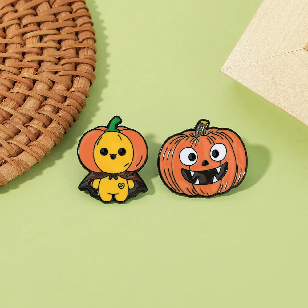 Хэллоуин-Ужас-Тыква-Брошь-Металлическая-Краска-Значок-Рюкзак-Одежда-Ювелирные-Изделия