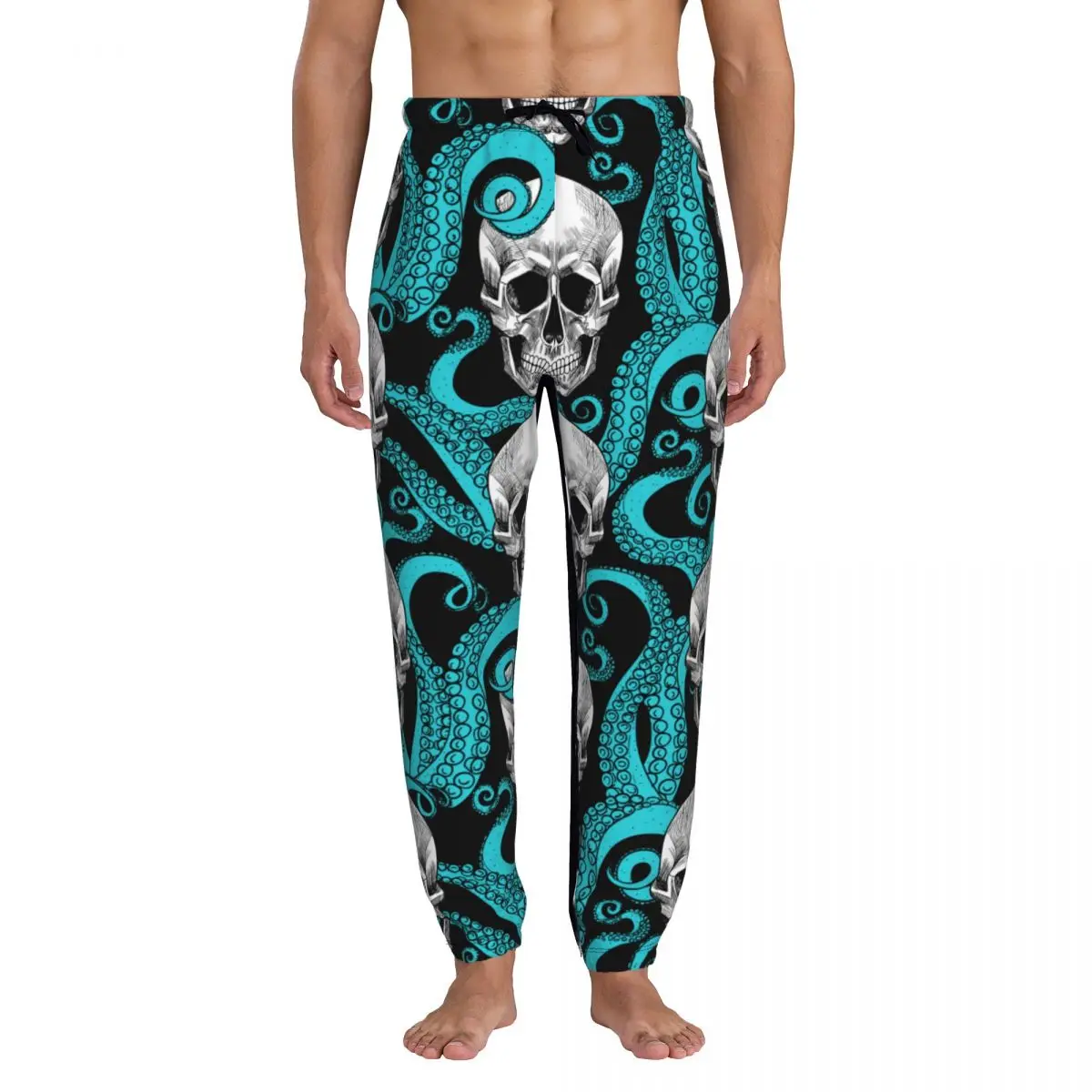 Casual Jogger Pants White Skull With Octopus Foot Men Fitness Gyms Pants Outdoor Sweatpants Pants Mens Trousers