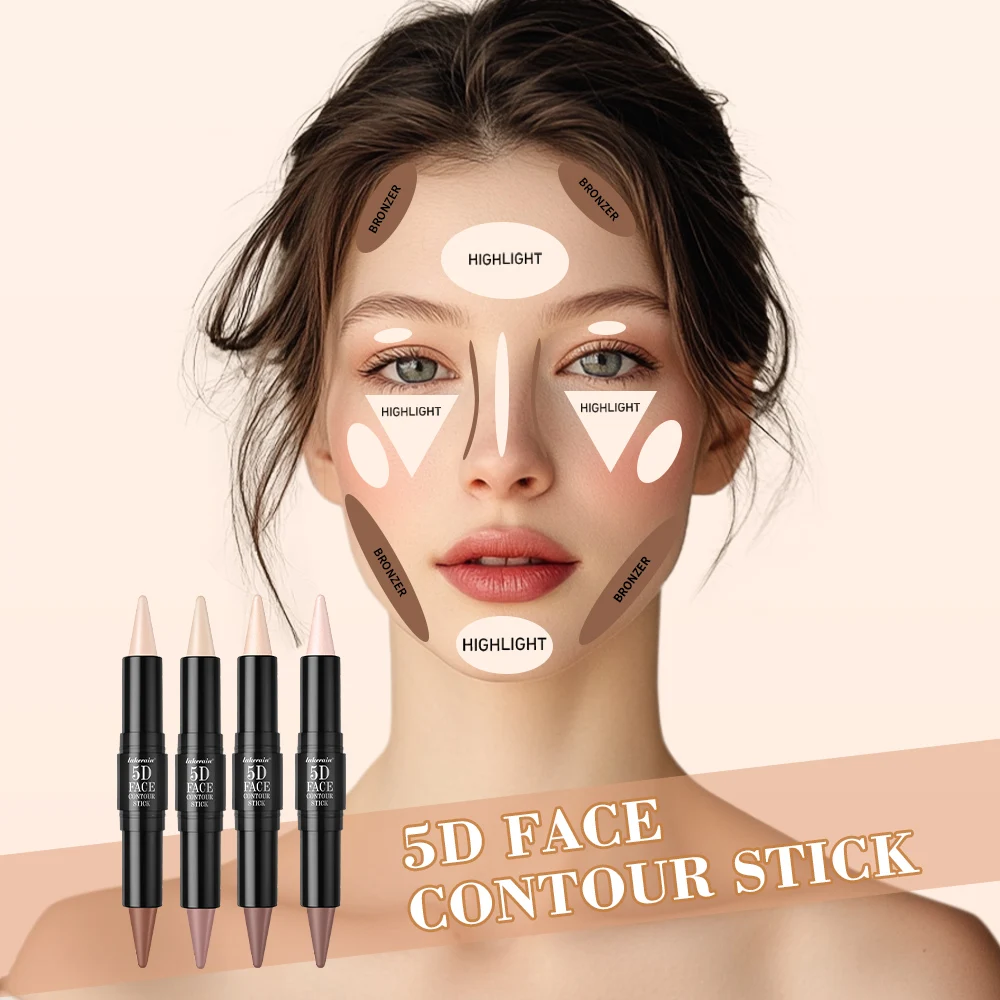 Contouring Stick with Double-headed Concealer Highlighter for Three-dimensional Nose Bridge Shadow V Face High Nose Bridge