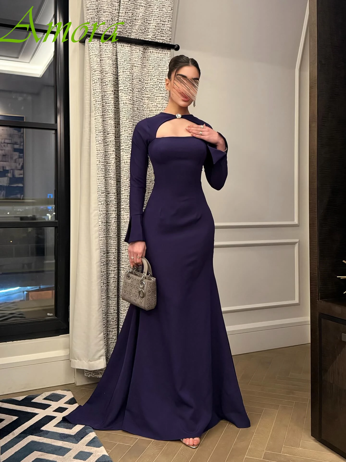 

Customized Mermaid Crew Neck Elegant Modern Formal Evening Dress Delicate Bespoke Occasion Gowns Modern Fashion Prom Dress