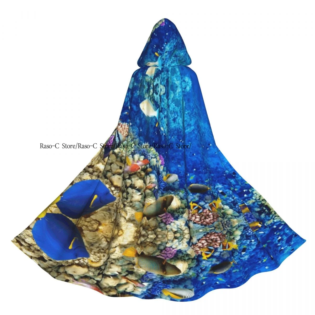 Adulto capa com capuz subaquático peixe traje medieval bruxa wicca vampiro elfo purim festa de carnaval