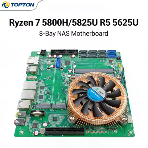 AMD Ryzen 7 5800H/5825U R5 5625U 8-Bay NAS Motherboard 8*SATA 3*NVMe 2*2.5G LAN 2*DDR4 Gaming Firewall Mini ITX Mainboard PC