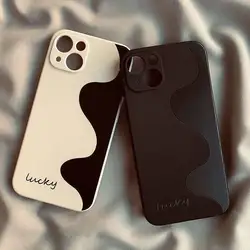 INS BLACK Wave Pattern Case for IPhone 15 14 13 12 11 Pro Max XR X XS 7 8 Plus Fundas Square Silcone Shockproof Soft Cover
