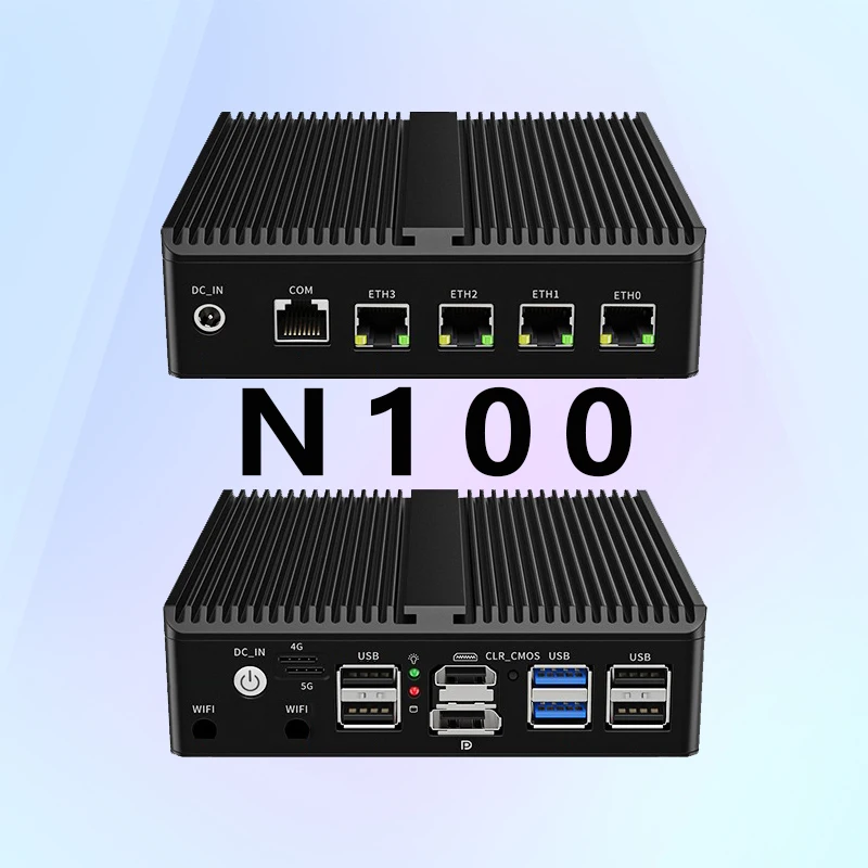 

Yokpc Портативный безвентиляторный 12-го поколения Ddr5 Hdd Ssd Nvme Alder Lake Intel N100 2,5 ГБ Сеть Small Pfsense I226-V Мини-ПК