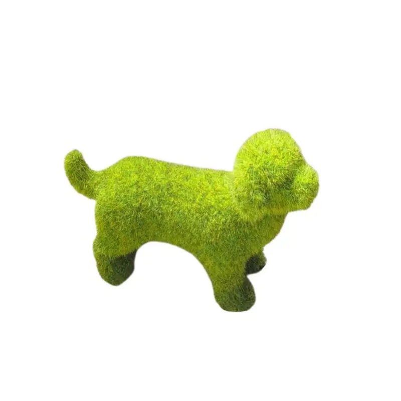 Fuzzy Flocked Animal Green Fuzzy Flocked Moss Puppy Figurine Decor Animal Flocking Ornament For Plants Patio Garden Home Decor