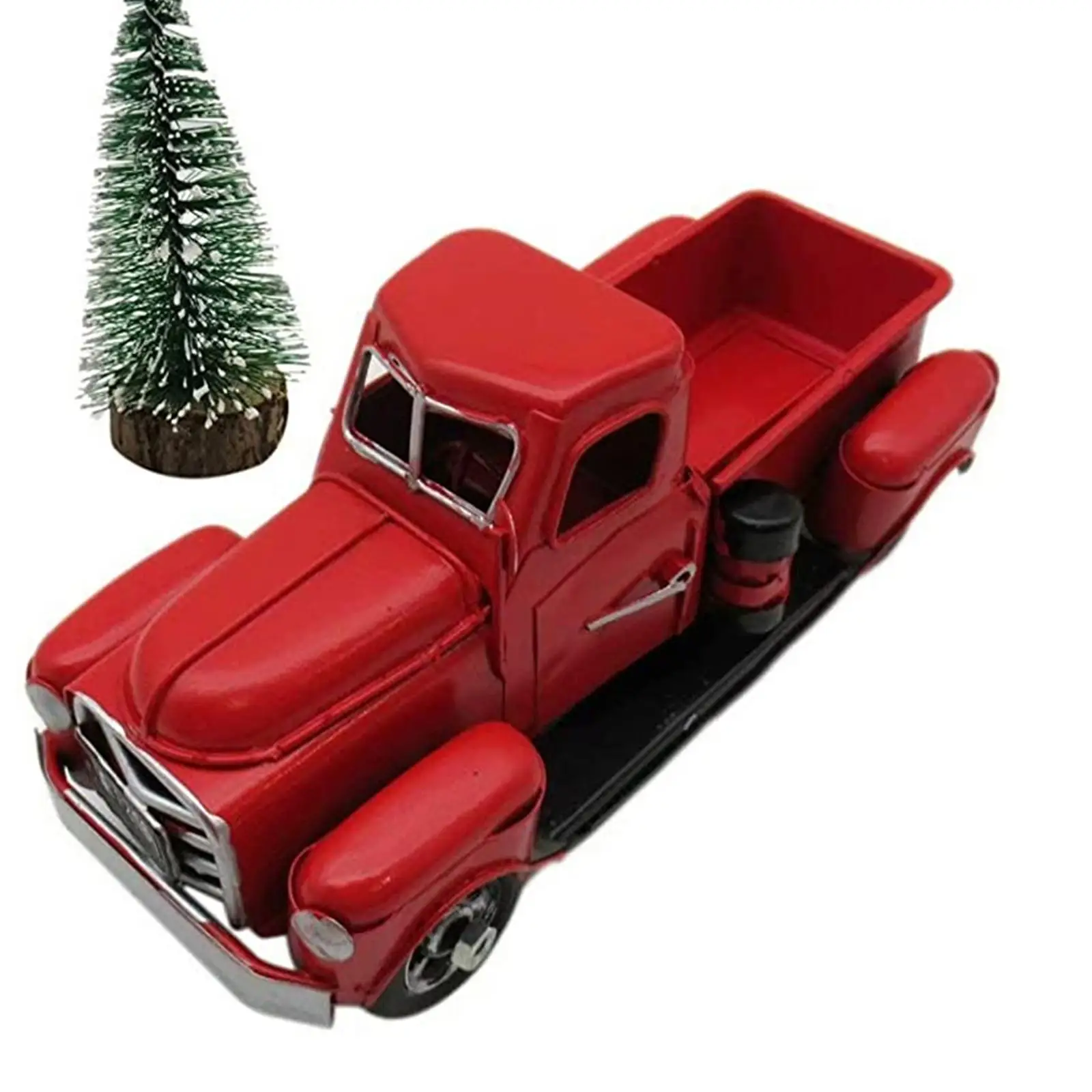 Vintage Red Metal Truck Movable Wheel Kids Gift Christmas Car Table Decor