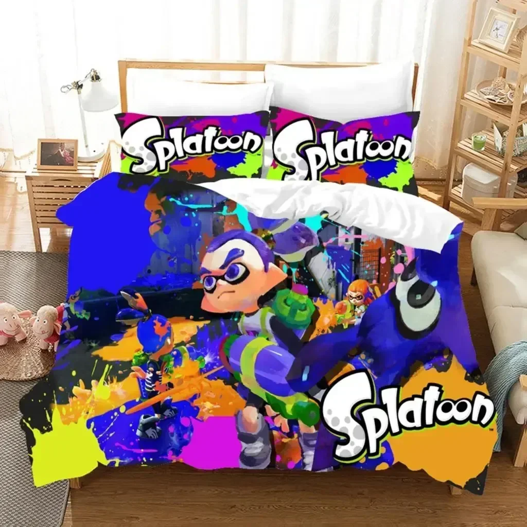 

Splatoon 3D Print Bedding Set Duvet Cover Sheet Printed Bed Set Pillowcase Bed Full Queen King Size Comforter Bedroom