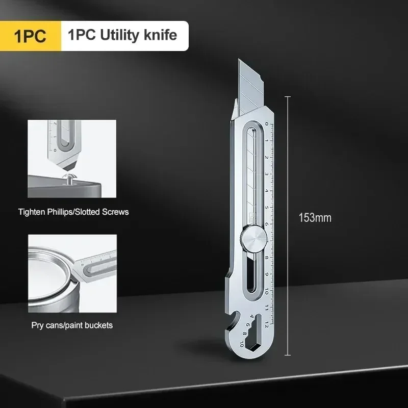 Porta carta da parati per coltello multiuso in acciaio inossidabile Durevole Robusto taglio rapido Blocco manuale Coltello portachiavi faca con impugnatura comoda