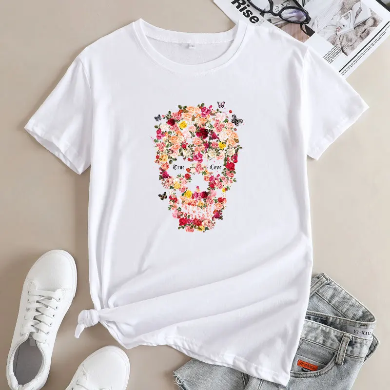 Summer Women's Cotton T-irt Casual Knitted Top Thi Pure Cotton Summer Faion Ladies' Tee Tops