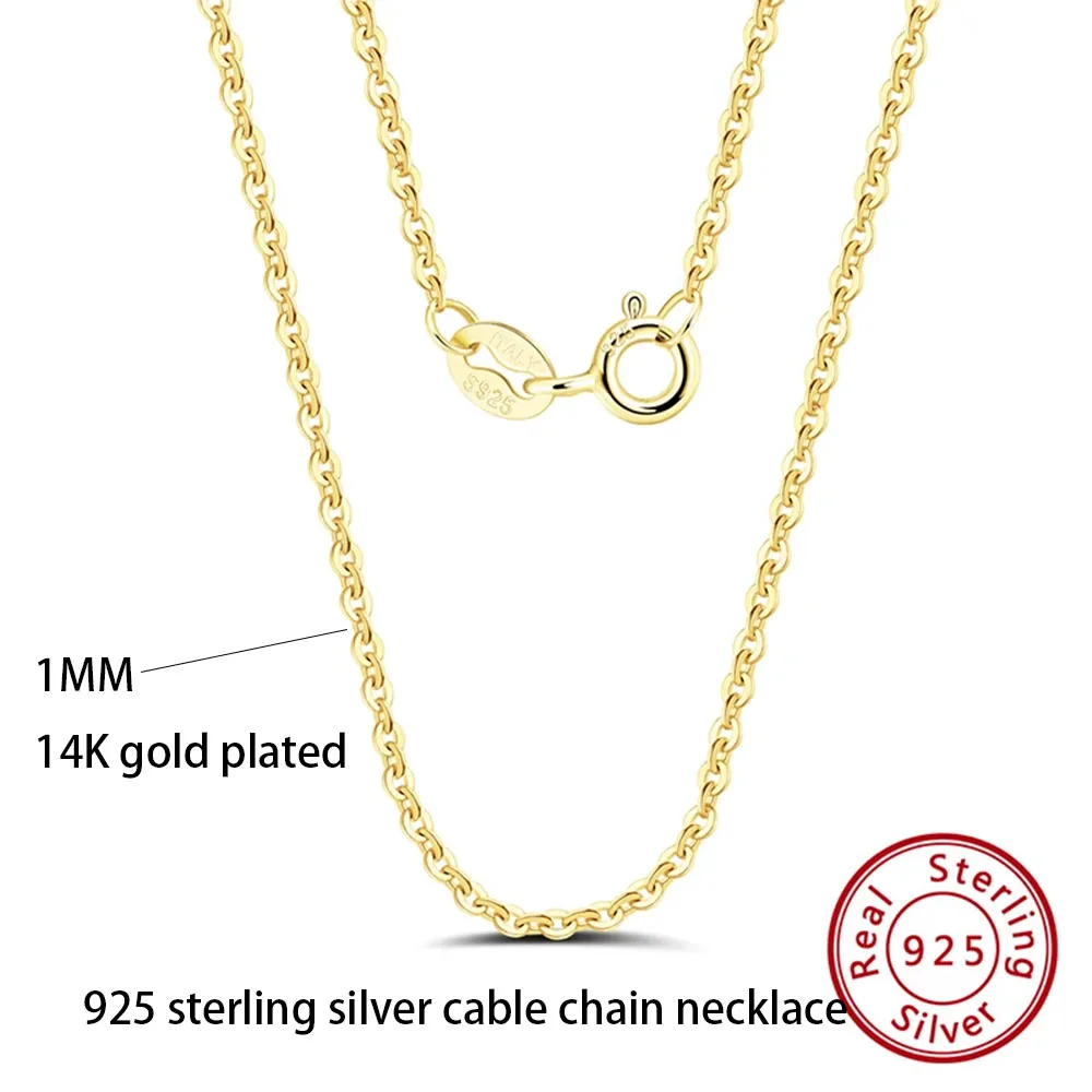 Unisex 925 Sterling Silver Basic Chain Necklace