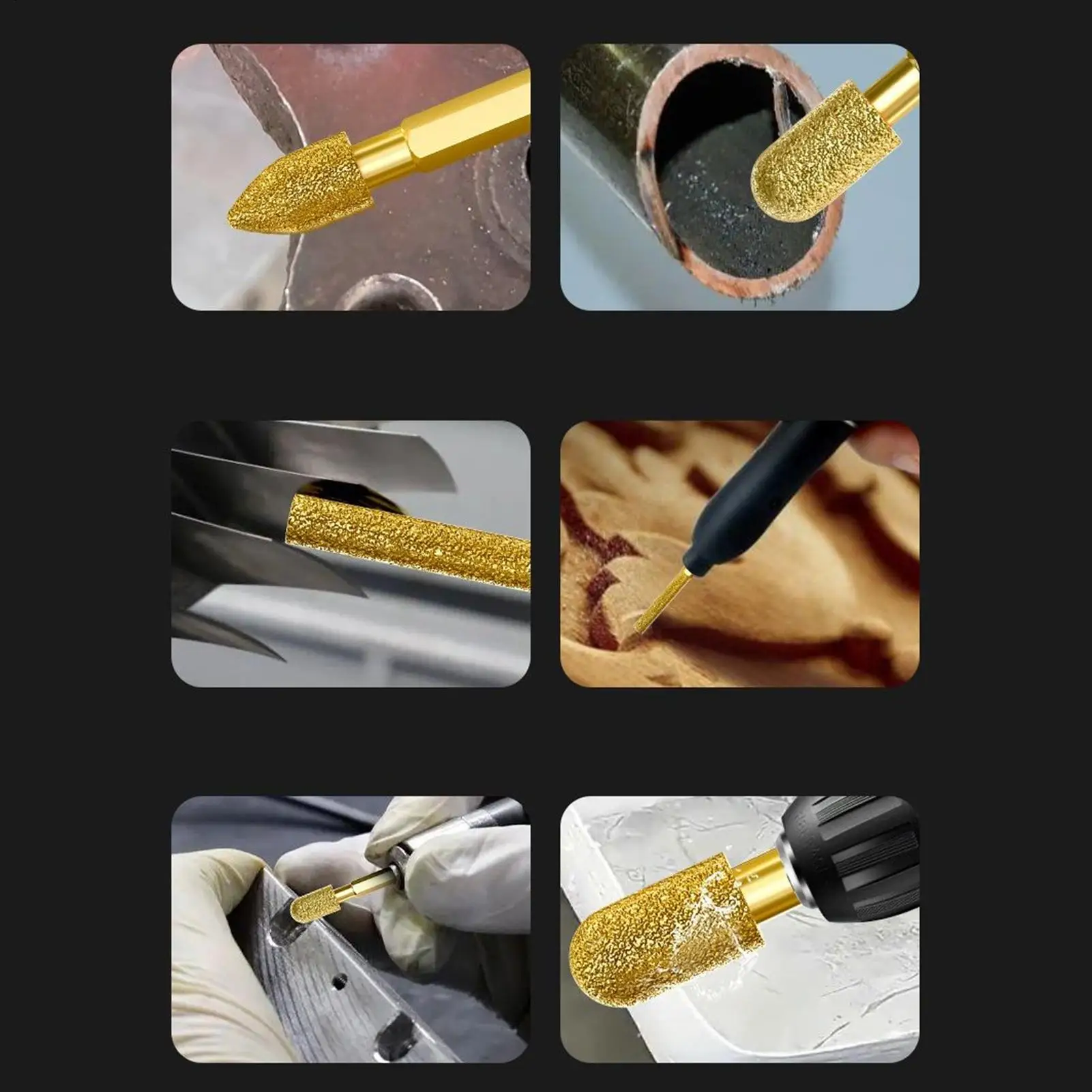 ดอกสว่านคาร์ไบด์ 7 ชิ้น ด้ามหกเหลี่ยม อุปกรณ์เสริมเครื่องมือไฟฟ้า ชุดดอกสว่านโลหะ สำหรับงานขัด เจาะ ตัด และขัดเงาโลหะ