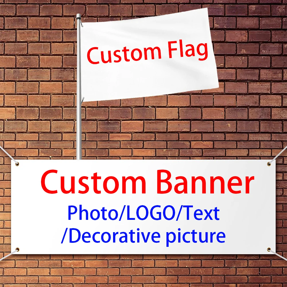 

Customize Banners Flags Decoration Print Family Group Photo Child's Name Logo Text Outdoor Advertising Pet Pictures Free Design