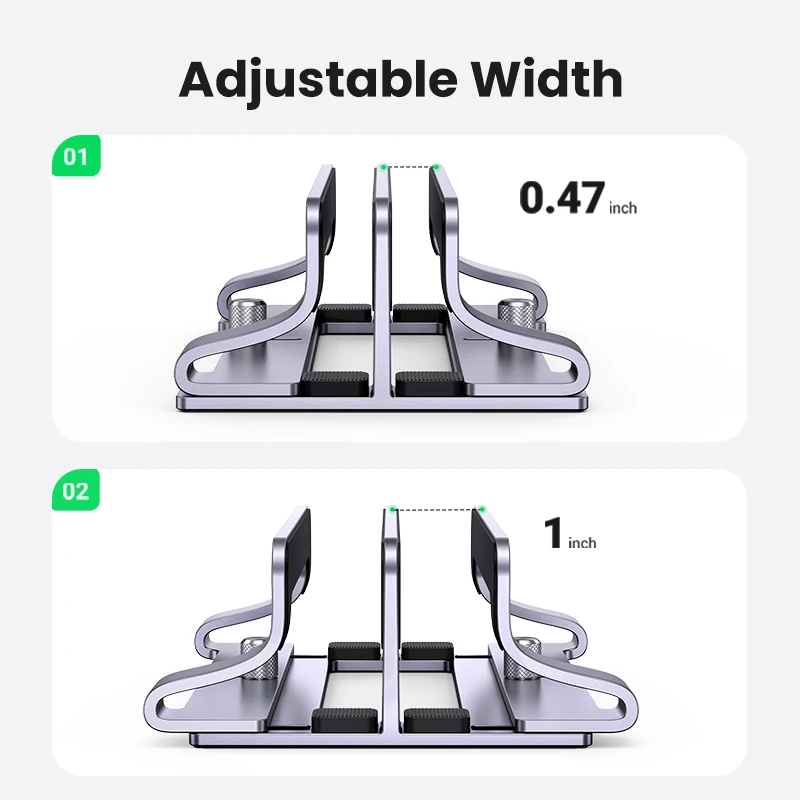 UGREEN Stand Holder Laptop Vertikal Stand Notebook Aluminium Dapat Dilipat Stand Laptop Tablet Support untuk Macbook Air Pro PC 17 Inci