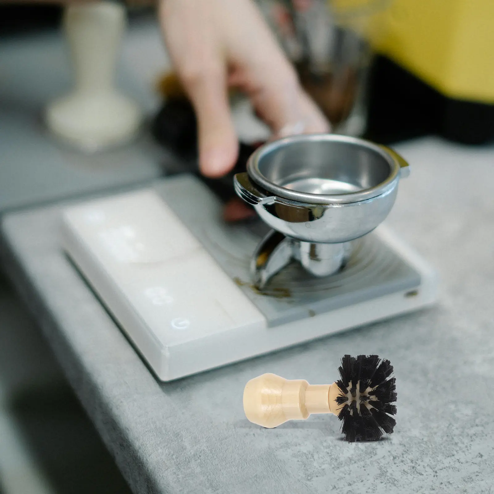 Coffee Portafilter Basket Cleaning Brush Stiff Bristles Wood Handle Compatible 58Mm Espresso Machine Grinder Cleaning Tool