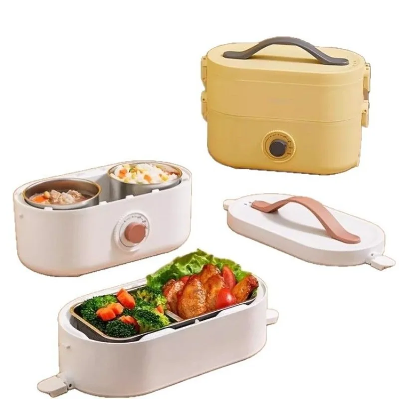 

The heating lunch box can be plugged in for heating, selfcooking, hot rice artifact with rice pot and bucket, portable