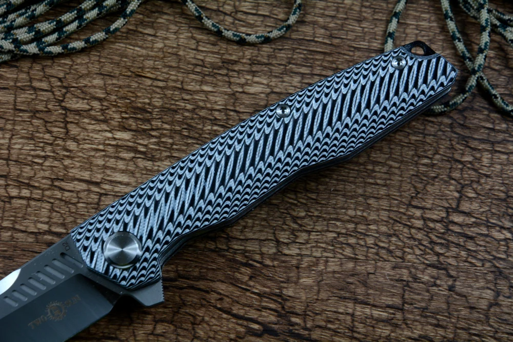 TWOSUN TS16 G10 Folding Knife D2 Satin Blade Ceramic Ball Bearing Washer Outdoor Camping Adventure EDC Knives Gift Tools