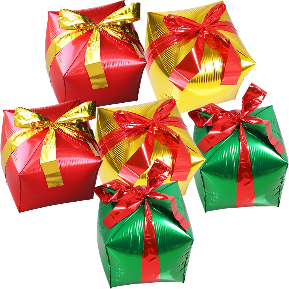 

6Pcs Balloon Decorations Present Box Shaped Foil Balloons Bright Colorful Party Supplies for Festivals Events and Special