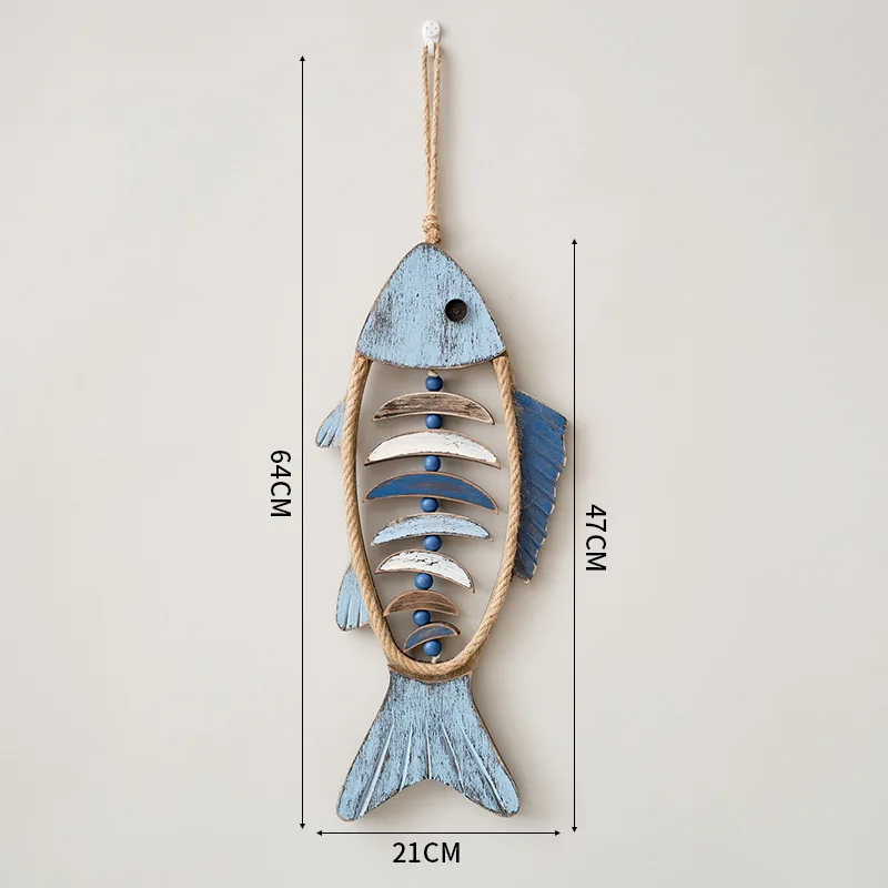 Mediterranean Style 3D Fish Shape Wall Hanging Decoration, Nautical Wall Ornament for Showroom Corridor and Entrance Home Decor