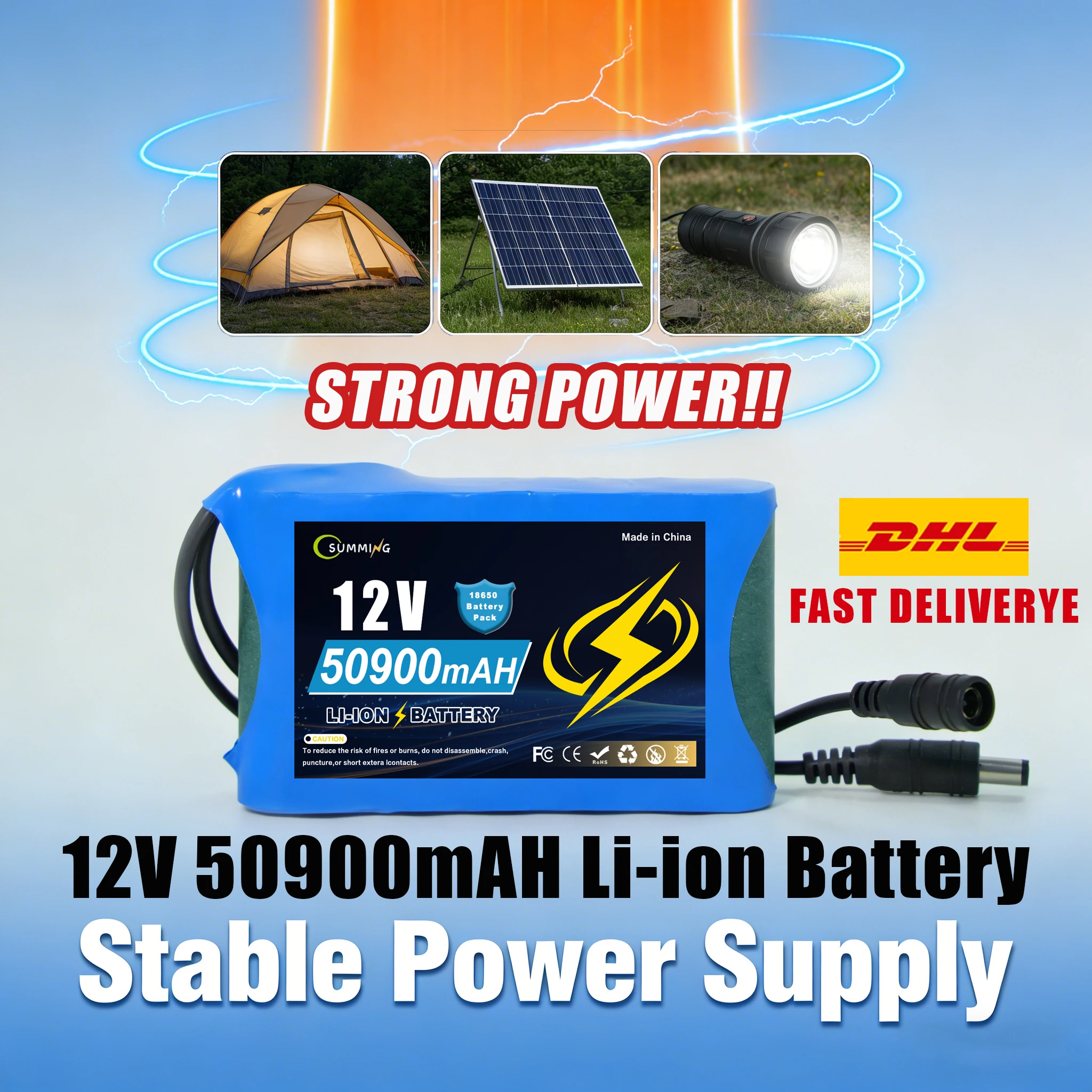 

Высокомощный аккумулятор 12В 50900мАч 3S2P Аккумуляторный блок 18650 с платой защиты BMS, суперперезаряжаемый, 12.6В DC Выходной сигнал