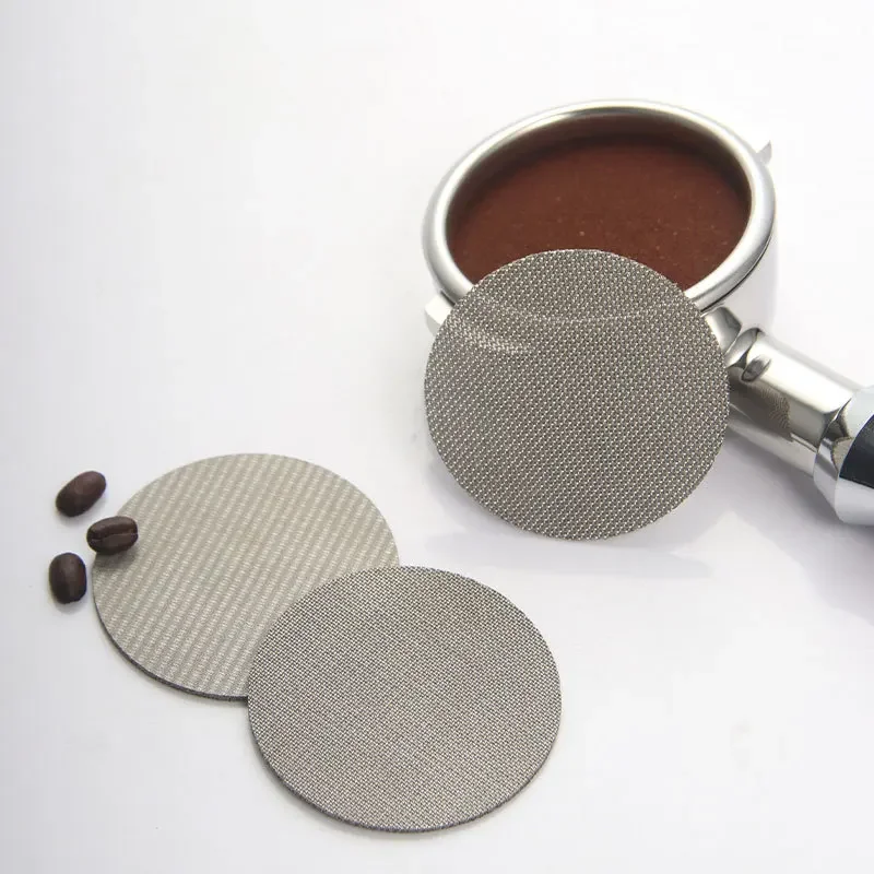 Malla de filtro de café de acero inoxidable reutilizable, cesta de filtro portátil para Barista, Espresso, Puck, 1,7mm de espesor, 100 μm