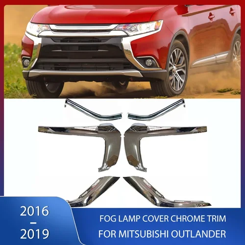 Imagen 1 del producto Cubierta de luz antiniebla para parachoques delantero de coche, moldura de tira cromada, embellecedor decorativo de faro para Mitsubishi Outlander 2016 2017 2018 2019