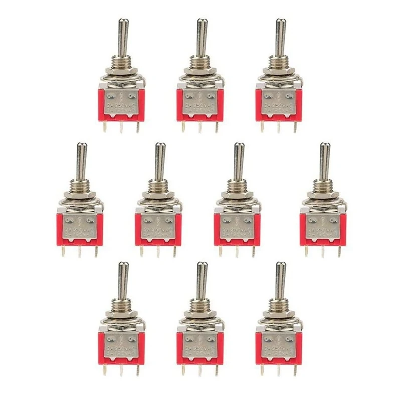 10 Pieces Of Toggle Switch ON-OFF-ON 3 Position Toggle Switch DPDT 6-Pin 6Mm 2A / 250VAC 5A / 120VAC