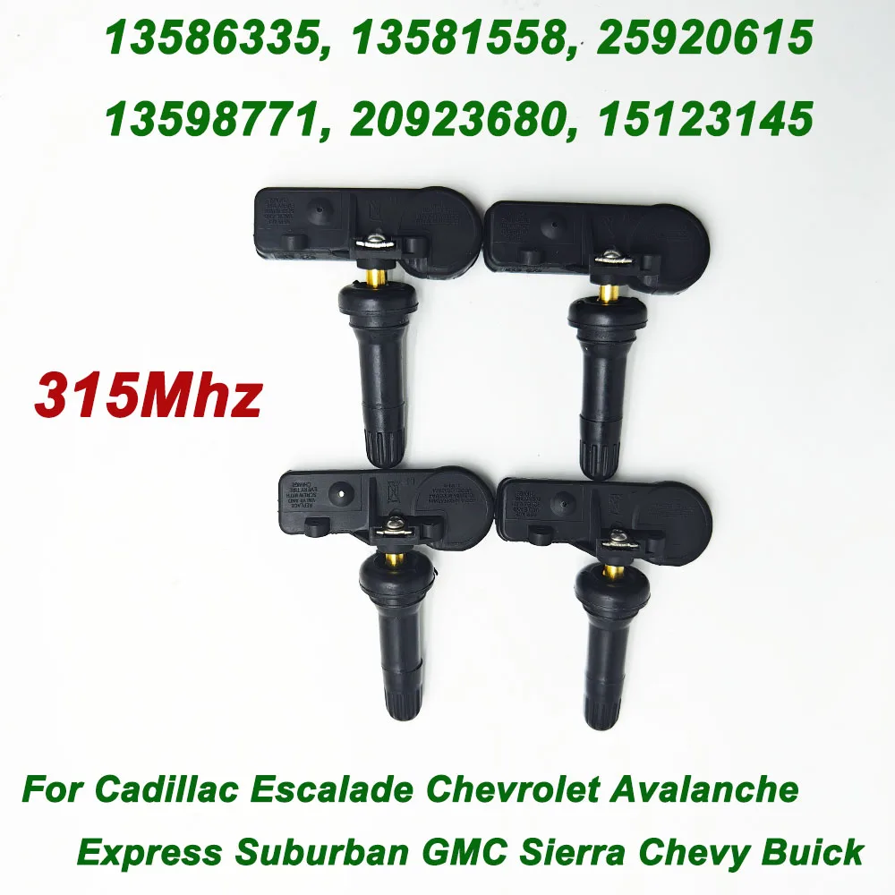 

4Pcs FOR 2013 2014 CHEVROLET EQUINOX 2011-2021 CHEVROLET 315MHz TIRE PRESSURE SENSOR TPMS 13581558 13586335 22853741 20923680