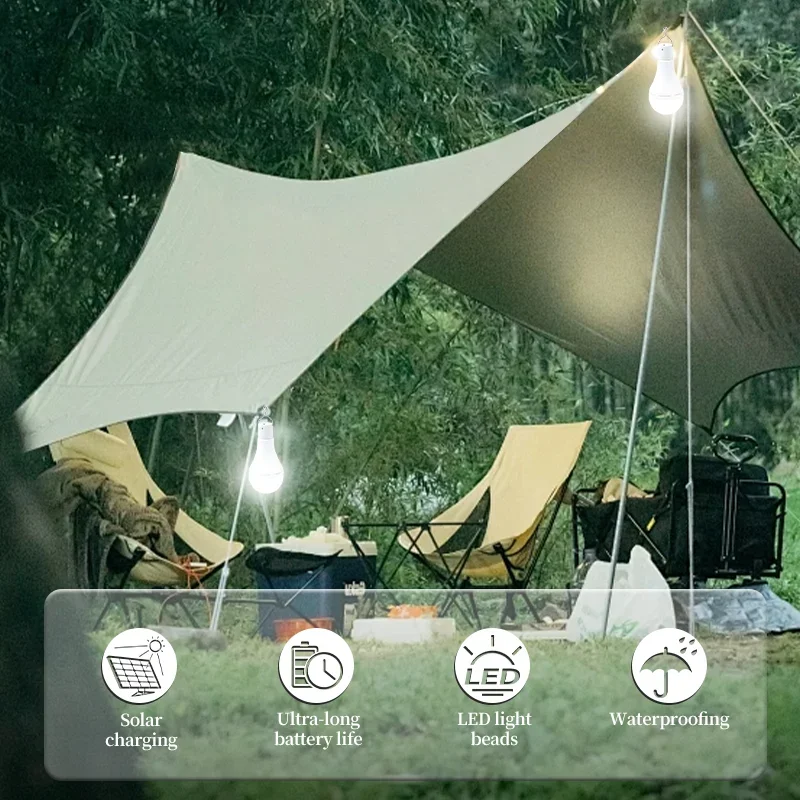 LED معلقة ضوء الشمس IP68 مقاوم للماء USB مشحونة ضوء الشمس في حالات الطوارئ بالطاقة مصباح التخييم في الهواء الطلق أضواء خيمة ضوء الطوارئ
