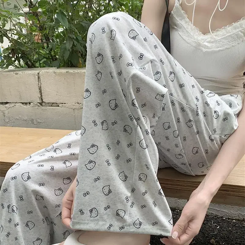 Y2K Hello Kitty pantaloni Casual Kawaii Sanrio Anime pantaloni larghi del pigiama di alta qualità stampa del fumetto ragazze carine indossano vestiti per la casa