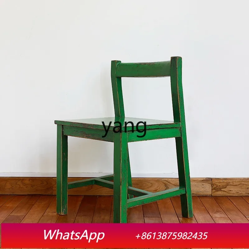 

LTT solid wood chair backrest colorful retro old home comfortable Chinese dining table and chairs