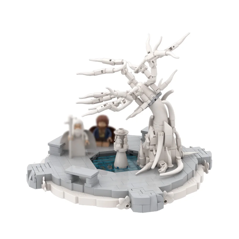 Anneaux de film MOC, blocs de construction de cour de ville blanche, films classiques, scène d'architecture, modèle d'assemblage, jouets, cadeau de noël pour enfant, 1142 pièces