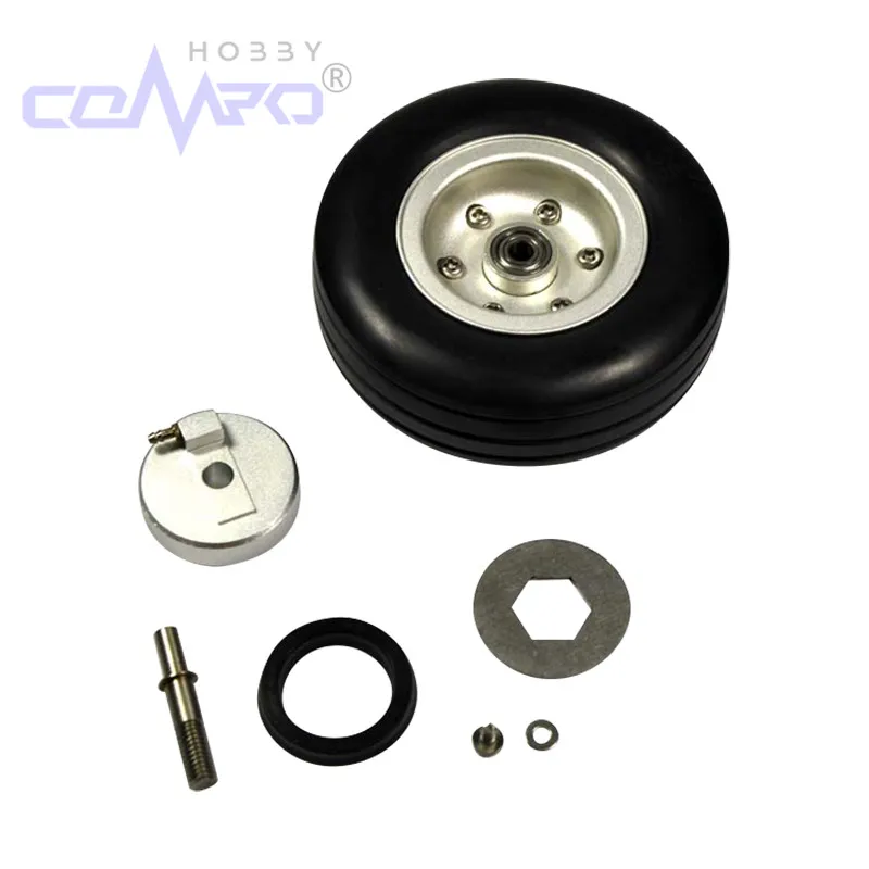 Roue en caoutchouc avec moyeu en aluminium, avec roulement de frein, roues de train d'atterrissage pour modèle d'avion RC à aile fixe, accessoires de remplacement, 1 pièce