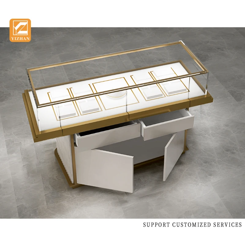 Custom.Elegant Foldable Jewelry Showcase with Lights Display Case for Showoffs