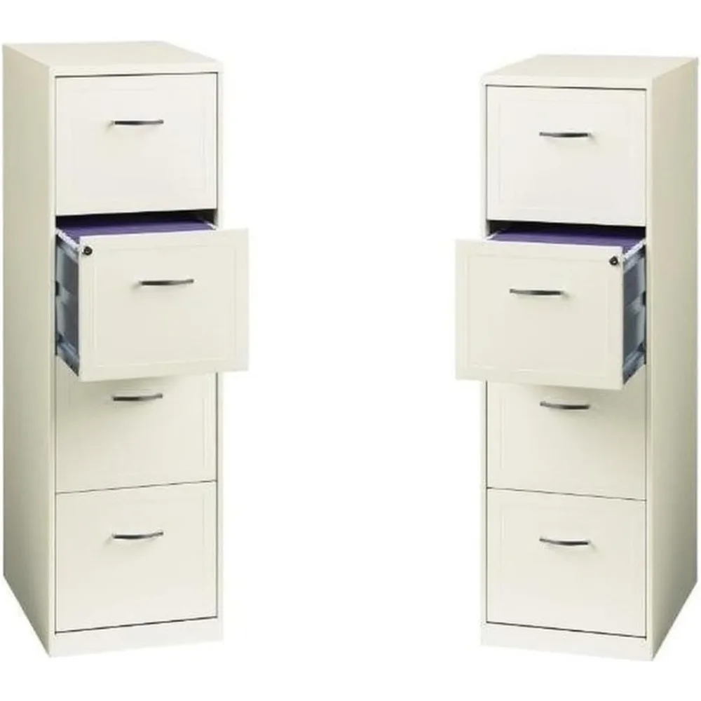 

Pair of 18" Pearl White Vertical File Cabinets with 4 Deep Drawers