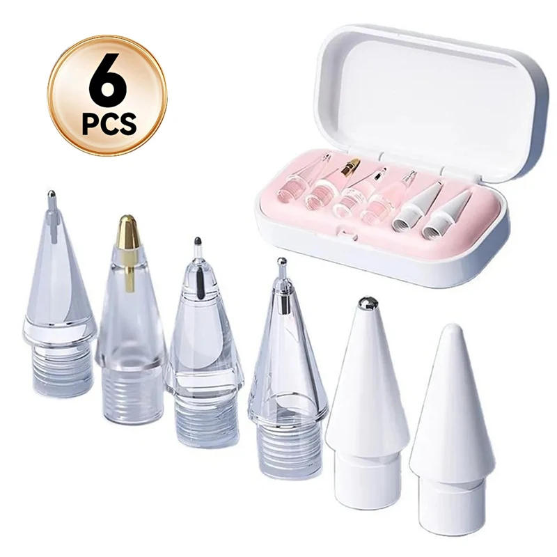 6 pçs dicas de caneta substituíveis tela de toque caneta nib para apple lápis 1 2 lápis nibs atualizado ponta de substituição para ipad pro lápis nib