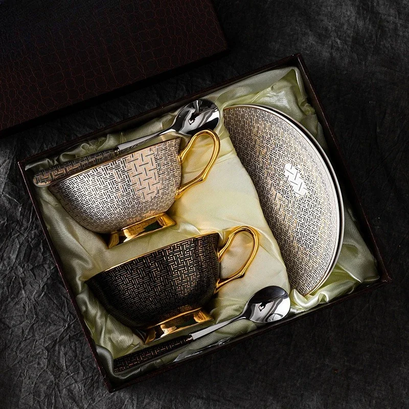 

European bone china coffee cup, bone china cup and saucer gift box set