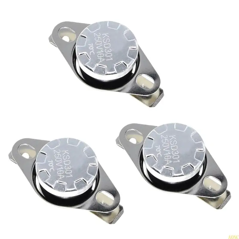 A0NC 3Pcs 40/70/85/125℃ 가정용 KSD301 250V 10A 정상 폐쇄 NC 온도 조절기